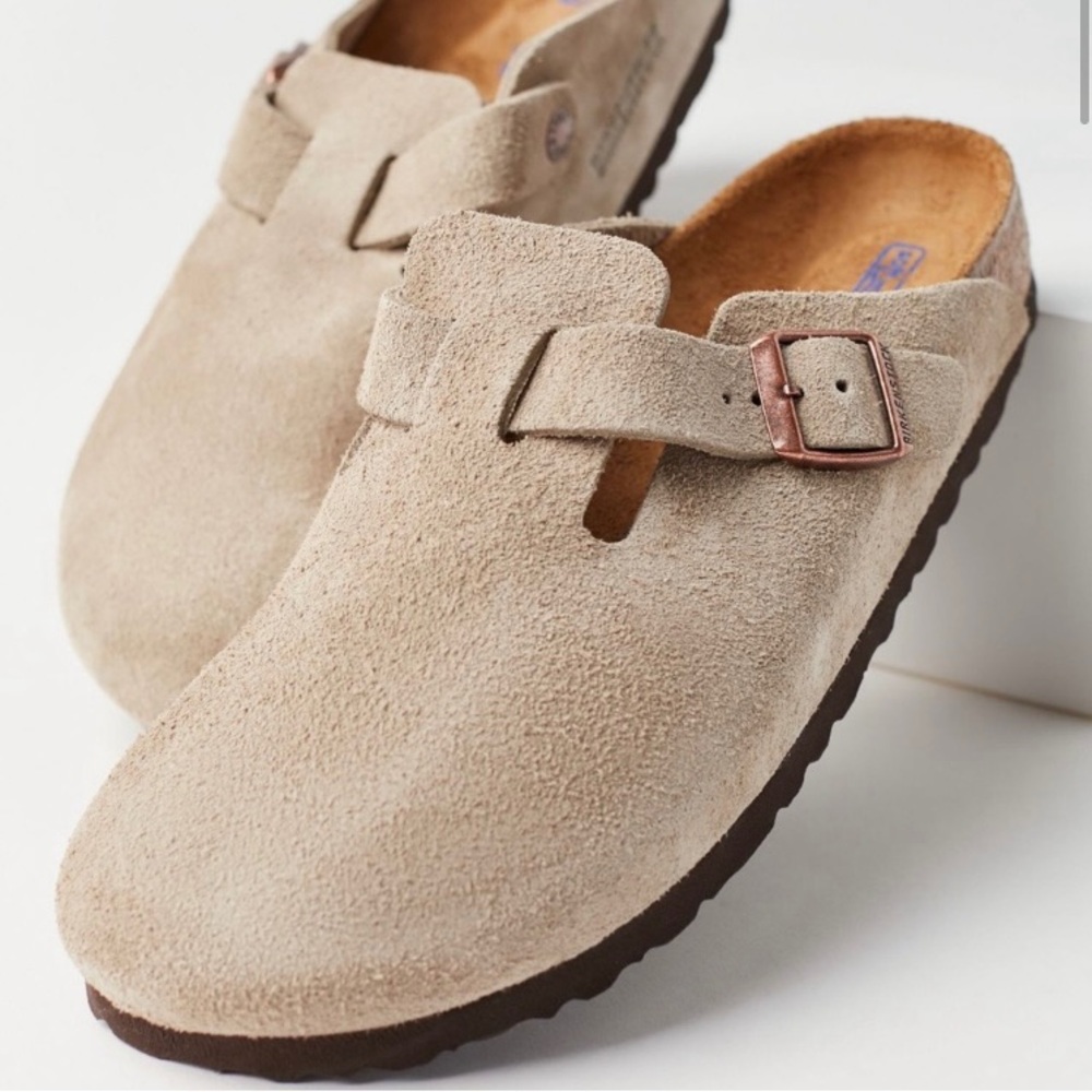 NEW Birkenstock Boston Soft footbed Suede Clog Shoes Taupe Size 43EU 12 - Picture 9 of 10